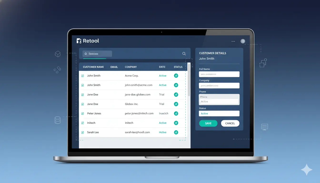 Screenshot of a CRM dashboard built in Retool
